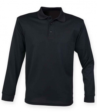 Henbury H478 Unisex Long Sleeve Coolplus Piqu Polo Shirt